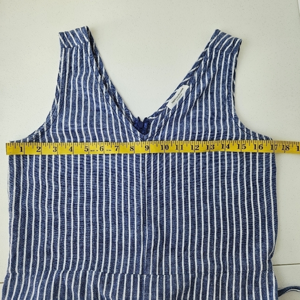 Beachlunchlounge Linen Blend Striped Jumpsuit Womens Small Wide Leg Cropped - Picture 9 of 12